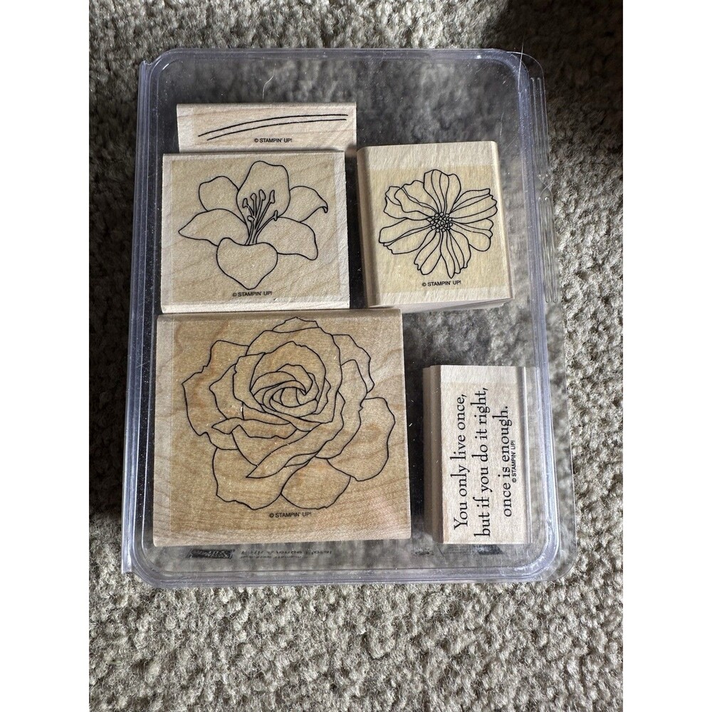 Stampin' Up! Fifth Avenue Floral Wood-mounted  Rubber Stamp Set of 5